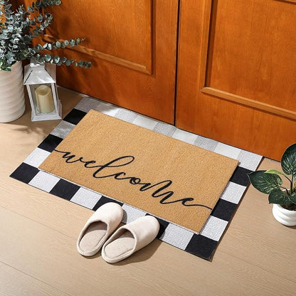 Tinideya 2 Pcs Door Mat Welcome Non Slip Coir Mats Floor Layering Doormats - Image 3