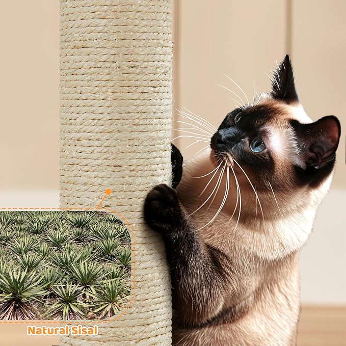 Yaheetech 64.5in Cat Tree Cat Tower Scratching Post, Plush Cover Cat Condo Bed - Image 9