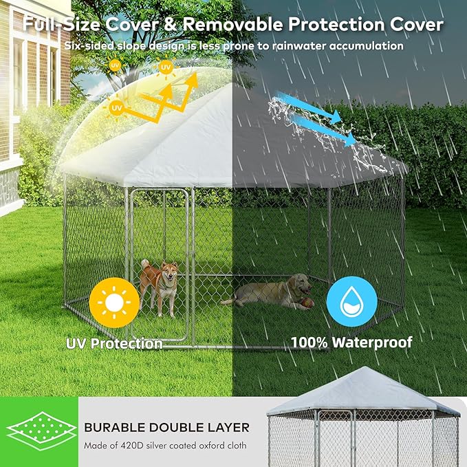 6.8x6.8 FT Outdoor Dog Kennel Outside Heavy Duty Dog Enclosure - Image 4