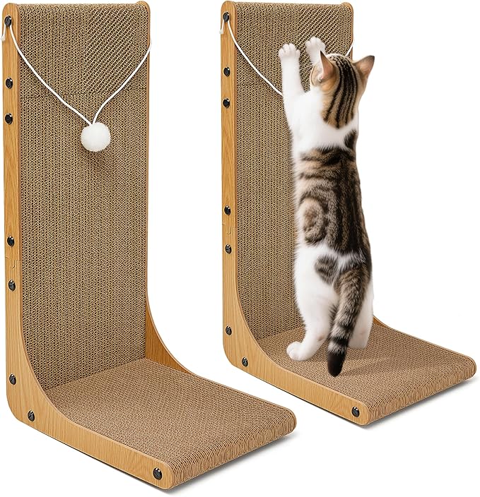 Value 2-Pack 23.6 Inch L-Shaped Cardboard Cat Scratcher, Dual Use Scratch Pad by Unknown