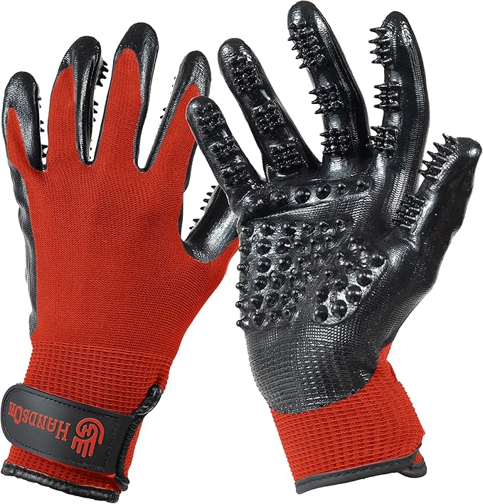 H HANDSON Pet Grooming Gloves by HandsOnPatentedOriginalGroomingBathingGloves