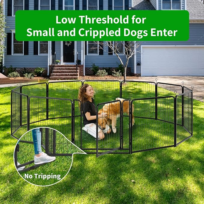 Dog Playpen Outdoor Extra Wide 12 Piece Panels Heavy Duty Dog Fence 32" Height - Image 2