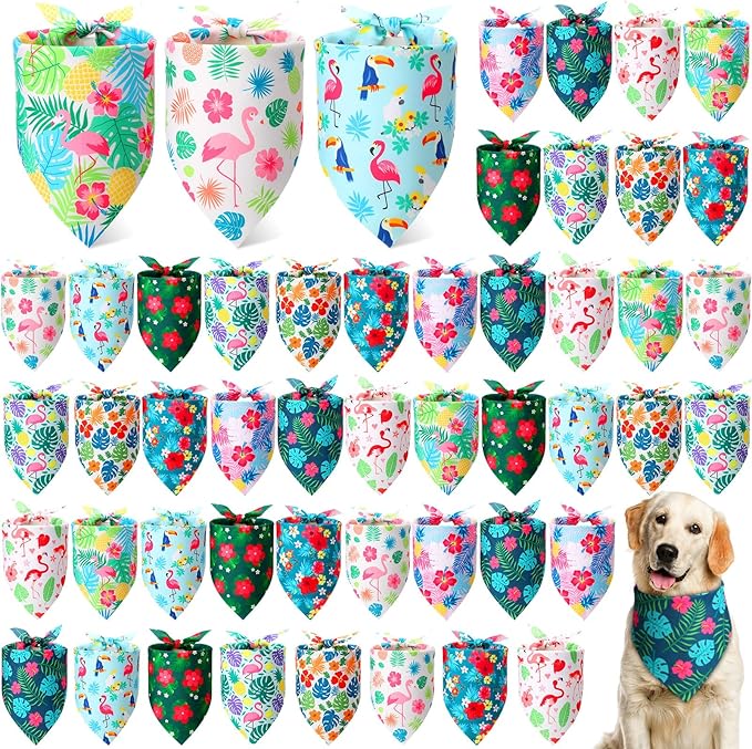Weewooday 50 Pcs Hawaiian Dog Bandanas Bulk by Weewooday