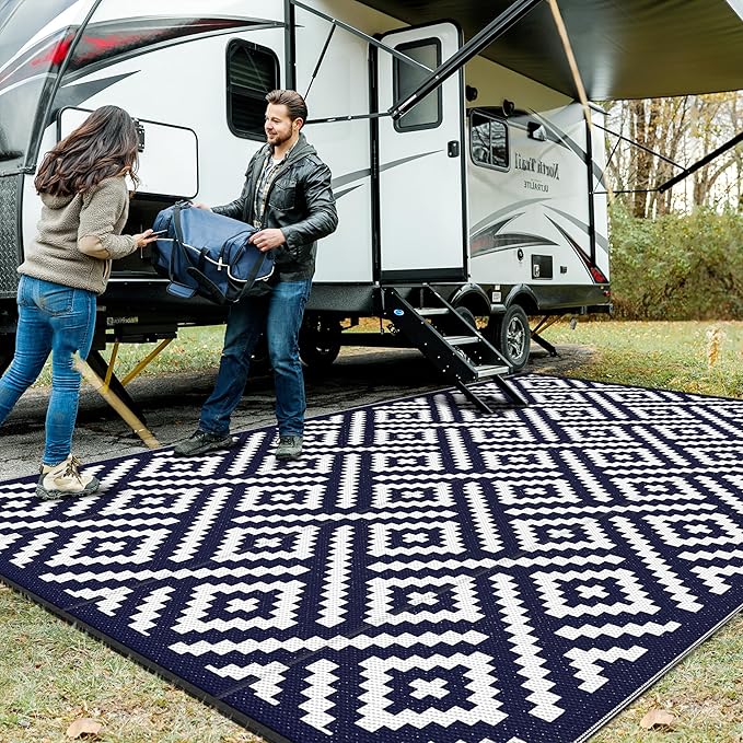 GENIMO Outdoor Rug for Patio Clearance, Reversible Plastic Straw Rugs for RV by GENIMO