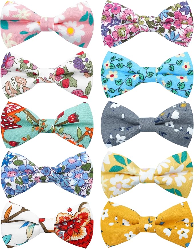 PET SHOW 10 Pack Floral Small Dog Bow Ties Sliding Collar Attachments Puppy by PETSHOW