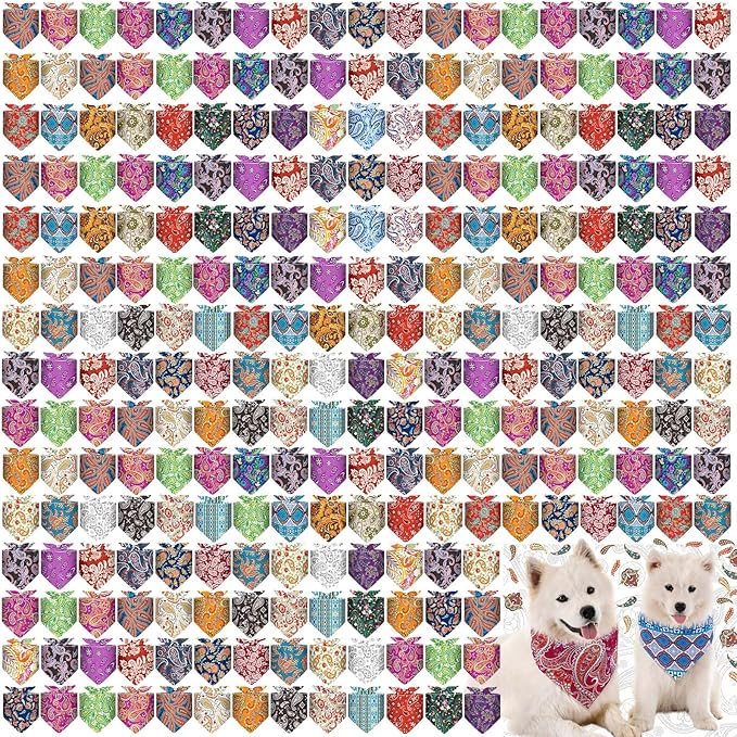 Aliceset 180 Pcs Paisley Dog Bandana Bulk Retro Bandanas by Aliceset