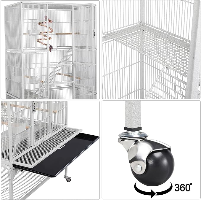 Yaheetech 69'' Extra Large Bird Cage Metal Parrot Cage w/Detachable Stand - Image 7