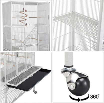 Yaheetech 69'' Extra Large Bird Cage Metal Parrot Cage w/Detachable Stand - Image 7
