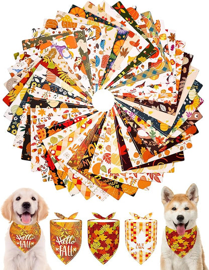 PET SHOW 50 Pack Fall Dog Bandanas Bulk Washable Thanksgiving Autumn Maple by PETSHOW
