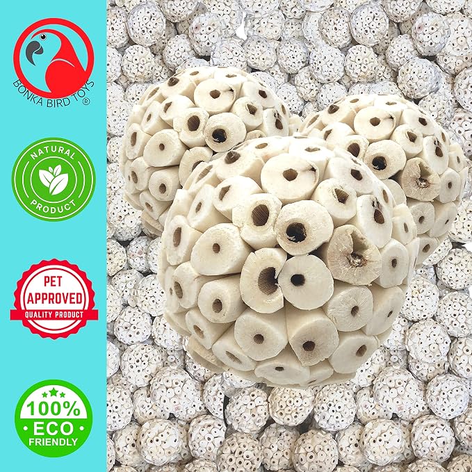 Bonka Bird Toys 1214 Pk3 All-Natural Sola Atta Balls, Soft and Lightweight Chew - Image 8