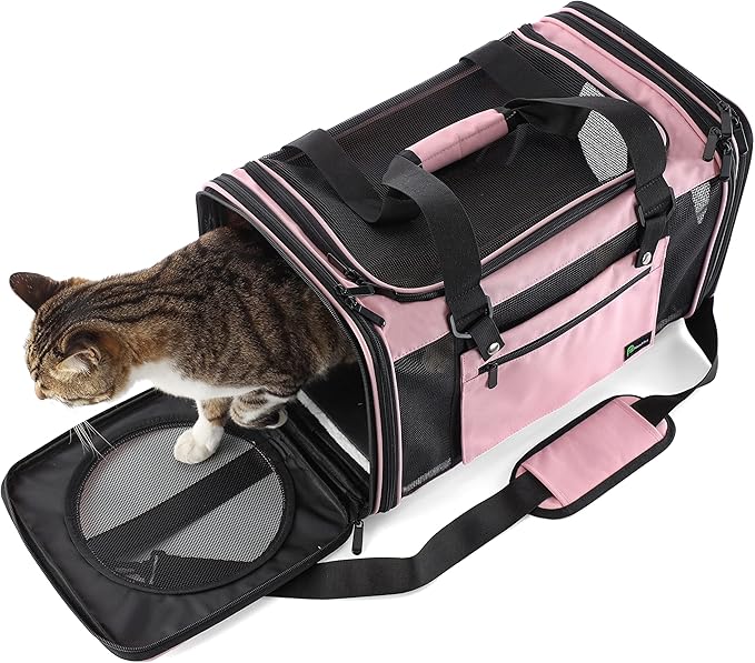 Soft-Sided Pet Carrier for Cats Small Dogs of 15 Lbs Medium Pink - Image 3