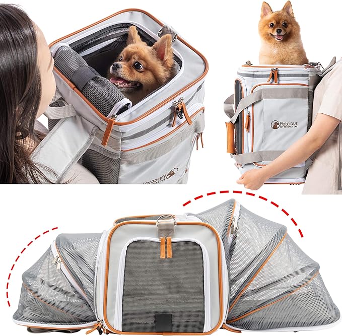 Airline Approved Pet Carrier Backpack Under seat, Soft Unique Dog Purse Travel by PETCIOUS