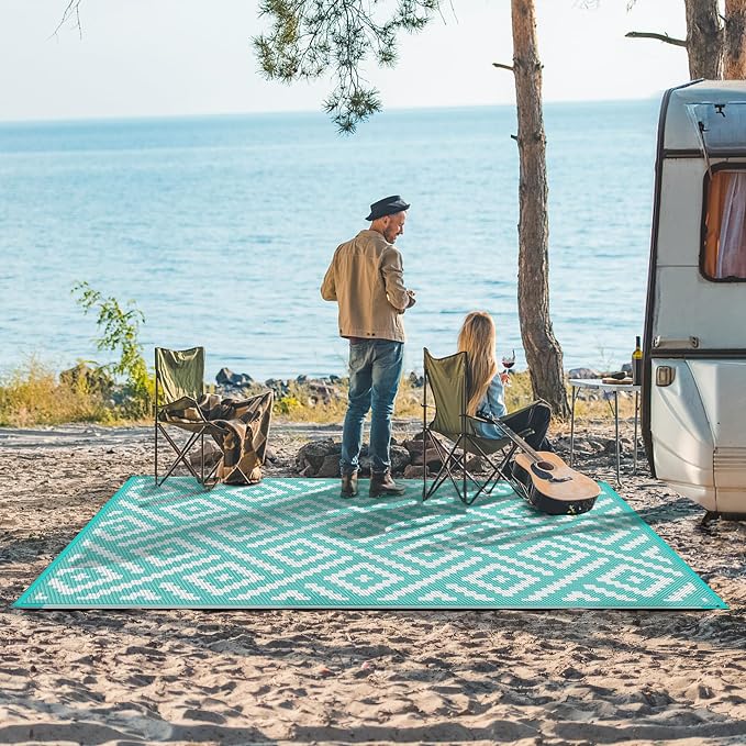 GENIMO Outdoor Rug for Patio Clearance, Reversible Plastic Straw Rugs for RV - Image 2