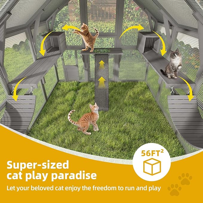 DWVO Extra Large Catio Outdoor Cat Enclosure, 110 inch Outside Cattery - Image 5