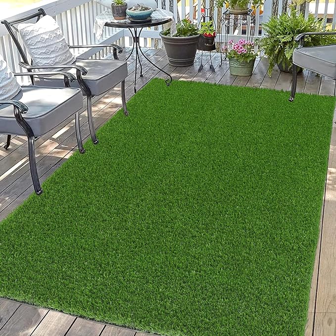Bsmathom Artificial Grass Rug Indoor Outdoor Rug, 4x6Ft Artificial Grass Area by Bsmathom