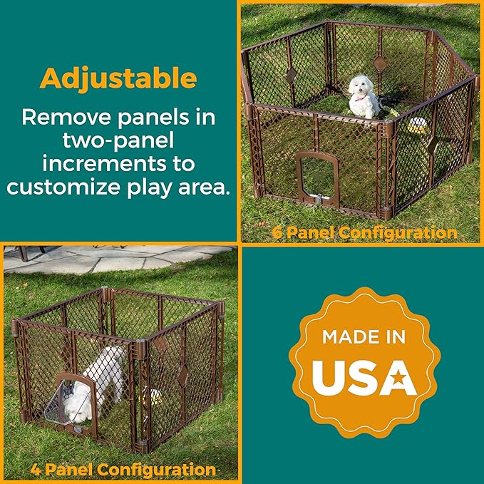MyPet 8-Panel Petyard Passage: 6.5 ft. Wide 26 in. Tall Brown Freestanding - Image 11
