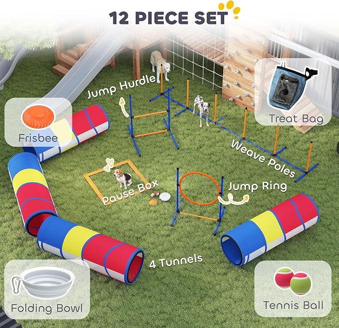 PawHut Dog Agility Training Equipment, 12-Piece Dog Obstacle Course - Image 4