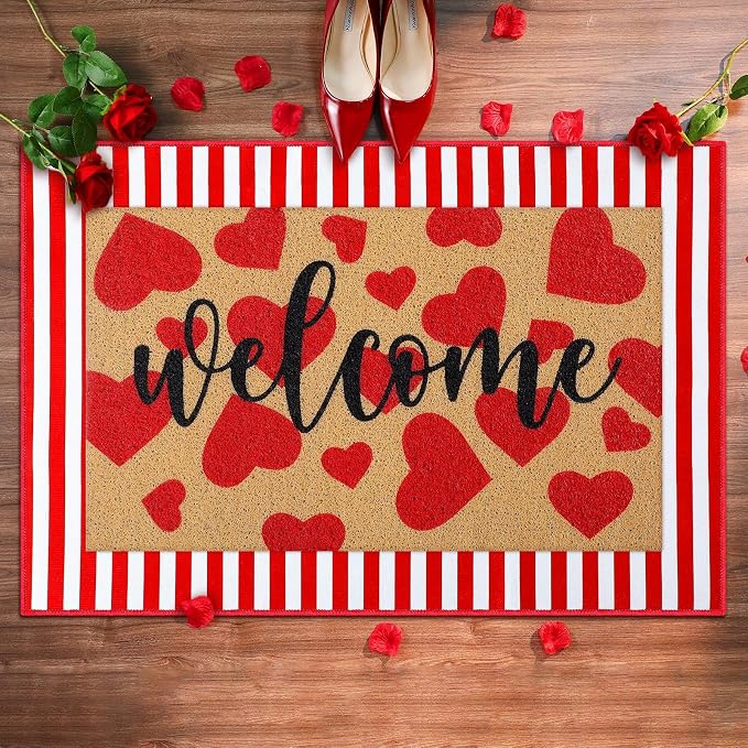 Tinideya 2 Pcs Door Mat Welcome Non Slip Coir Mats Floor Layering Doormats by Tinideya