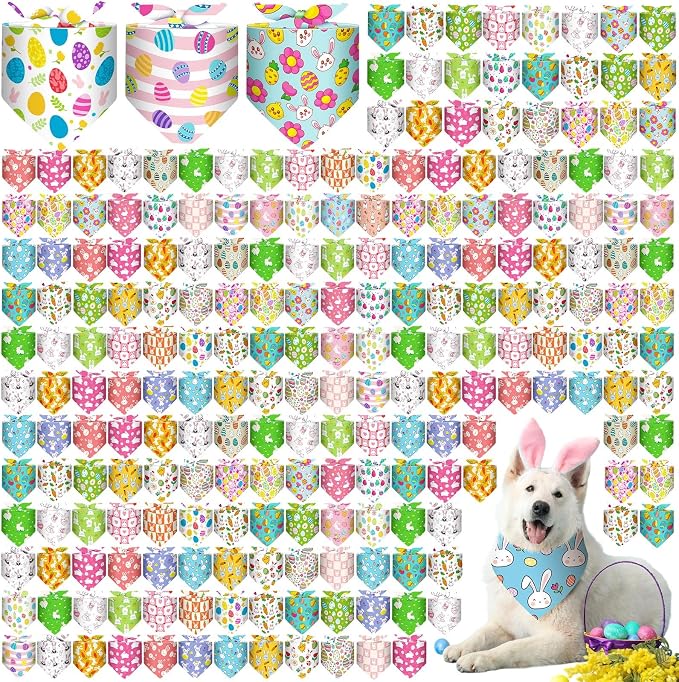 Aliceset 180 Pcs Easter Dog Bandana Bulk Spring Bandanas by Aliceset