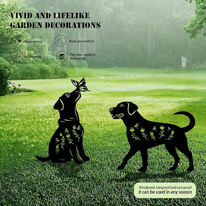 4 Pack Dog Metal Garden Decorative Stakes, Weather Proof Puppy Silhouette - Image 3