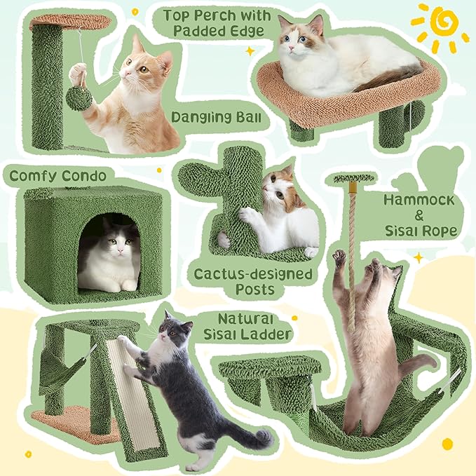 Yaheetech 63in Cactus Cat Tree, Pet Furniture Activity Center - Image 5