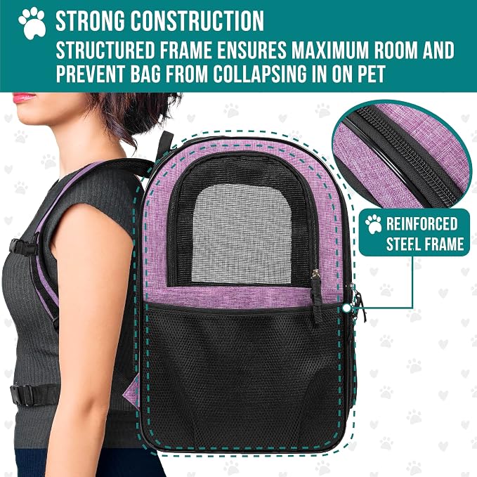 PetAmi Dog Backpack Carrier For Small Large Cat, Ventilated Pet Hiking Backpack - Image 6