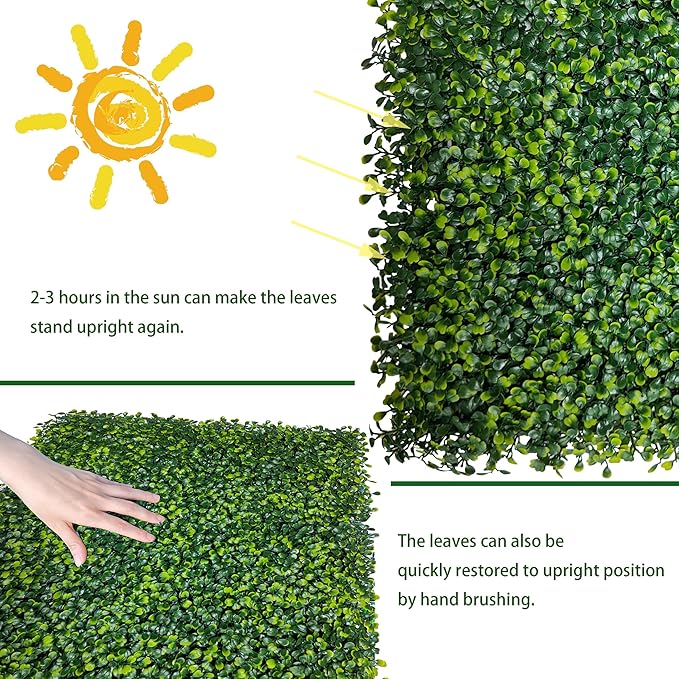 Artificial Boxwood Roll: 40x120 in UV-Anti Faux Ivy Boxwood Hedge Leaf Grass - Image 7