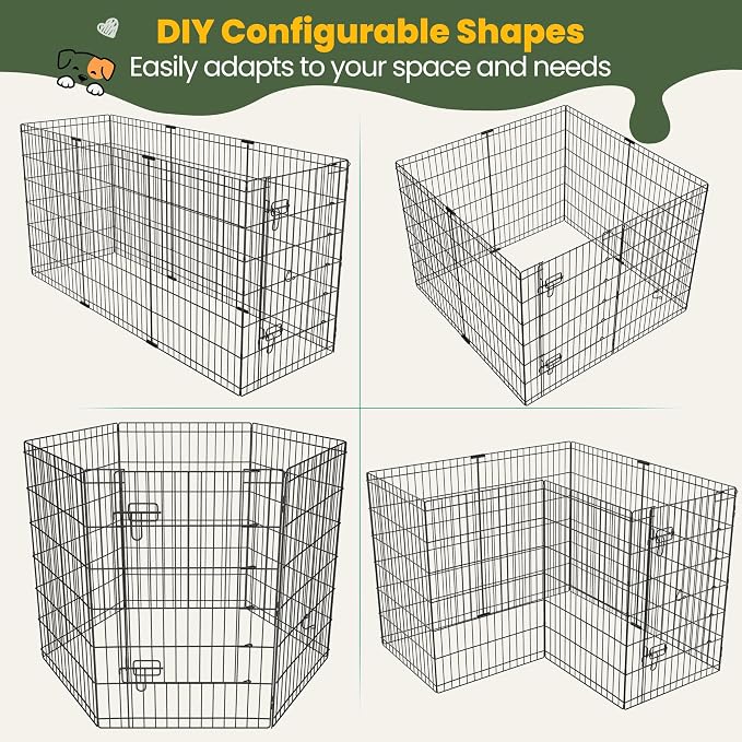 Yaheetech 34" High 8 Panel Foldable Metal Dog Exercise Pen Pet Playpen Dog - Image 9