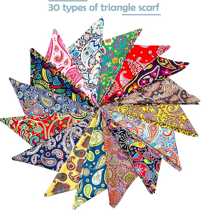 30 Pcs Paisley Bandanas for Dog Polyester Print One Side Bandana Bulk for Small - Image 4