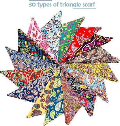 30 Pcs Paisley Bandanas for Dog Polyester Print One Side Bandana Bulk for Small - Image 4