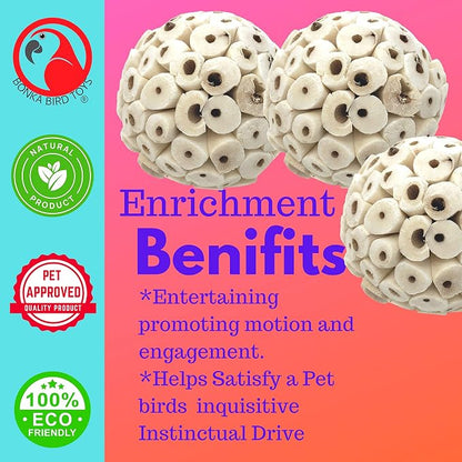 Bonka Bird Toys 1214 Pk3 All-Natural Sola Atta Balls, Soft and Lightweight Chew - Image 5