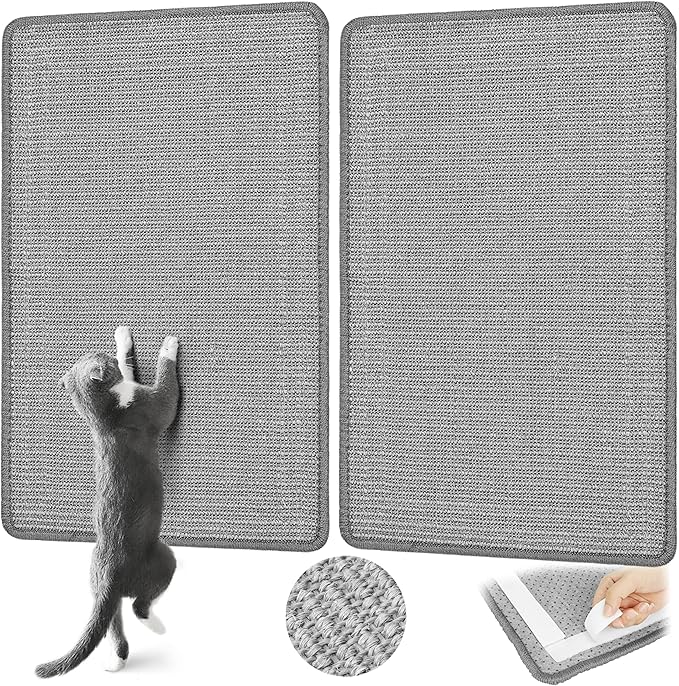 Gray Cat Scratching Mat Sisal, 2 Packs Sisal Fabric Large Cat Scratching Pad by GraciadecoStorage