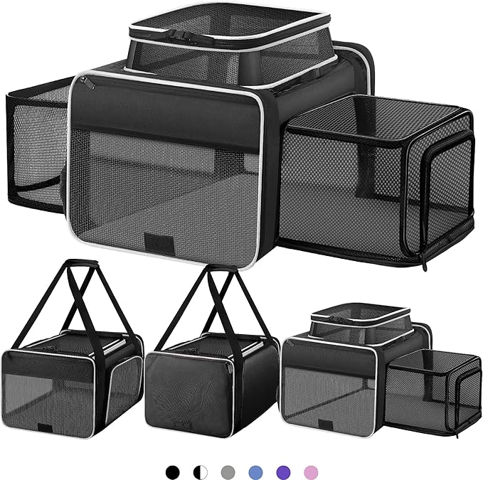 Top and 2 Sides Expandable Pet Carrier 17x11x9.5, TSA Airline Approved Small by SHARLOVY