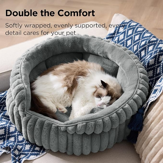 Bedsure ComfyFleece™ Cat Bed, Washable Round Cute Cat Beds - Image 2