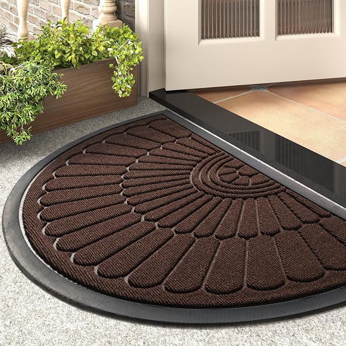 tchdio Door Mat Outdoor Indoor Entrance Doormat-Semicircular Durable Rubber Non by Tchdio