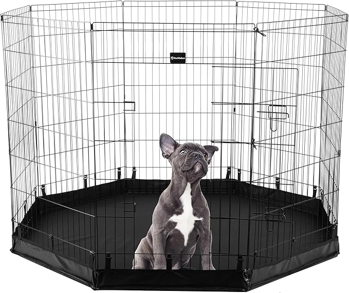 Dog Playpen - Foldable Metal Exercise Puppy Play Pen - Indoor/Outdoor Dog Fence by PETMAKER