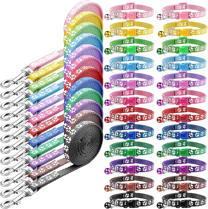 Amylove 48 Pcs Dog Collar and Leash Set, Polypropylene Adjustable Puppy Collars by Amylove