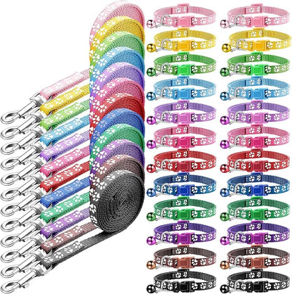 Amylove 48 Pcs Dog Collar and Leash Set, Polypropylene Adjustable Puppy Collars by Amylove