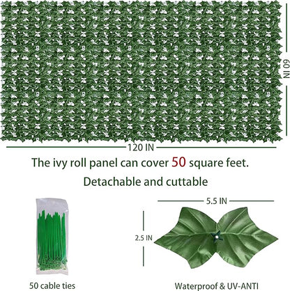 Artificial Ivy Privacy Fence Wall Screen, 60X120 in UV-Anti Faux Greenery - Image 2