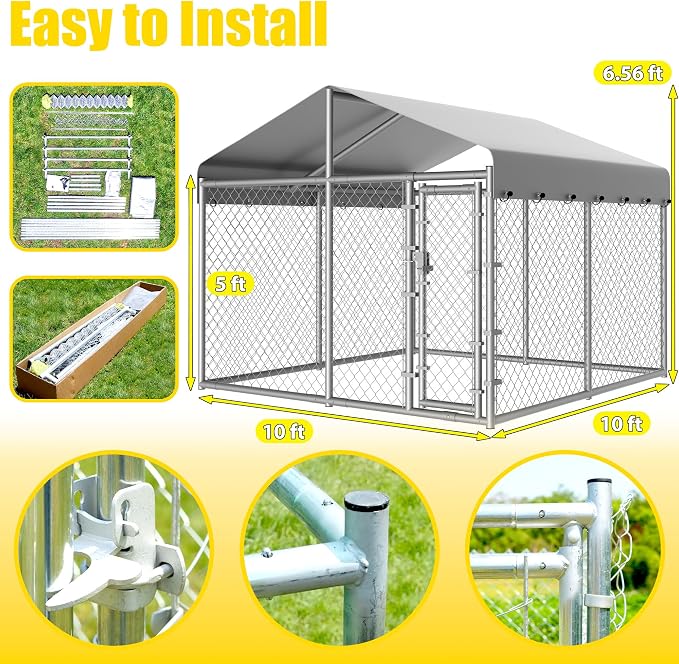 10 x 10 x 6 ft Outside Dog Kennel Outdoor Large - Image 4