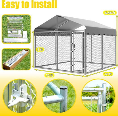 10 x 10 x 6 ft Outside Dog Kennel Outdoor Large - Image 4