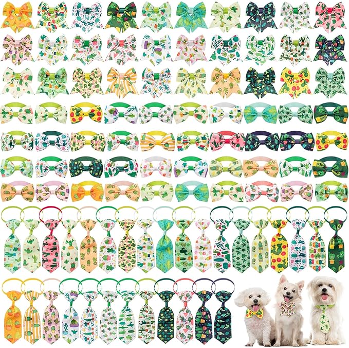 Reginary 100 Pieces Dog Bow Tie Collar Set Include 40 Dog Neckties, and 30 by Reginary