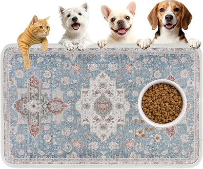 PUPTECK Dog Food Mat, Absorbent Pet Feeding Bowl Mat, Non-Slip Dog Mat by PUPTECK