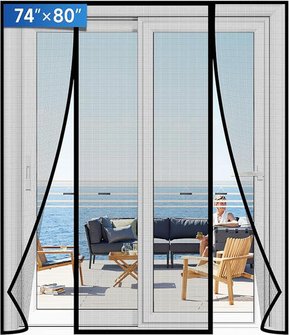 Magnetic Screen Door Upgraded PET Mesh Stronger Than Fiberglass and Polyester by Longeas