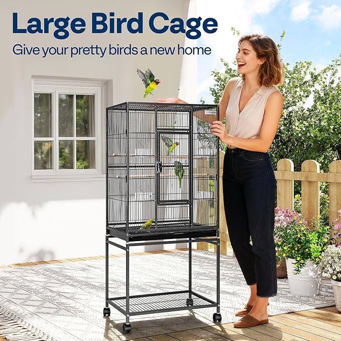VIVOHOME 54 Inch Wrought Iron Large Bird Flight Cage - Image 2
