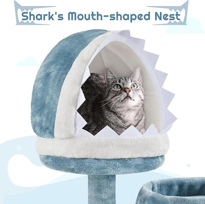 Yaheetech 61in Tall Ocean-Themed Cat Tree, Fish-Shaped Platform, Sisal - Image 4
