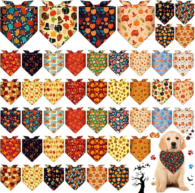 Sanwuta 48 Pcs Dog Bandanas Bulk Pet Bibs Colorful Scarf Pet Bandanas by Sanwuta