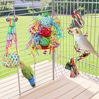 Bird Toys for Parakeet，ESRISE Parrot Conure Chewing Shredding Foraging Toys - Image 5