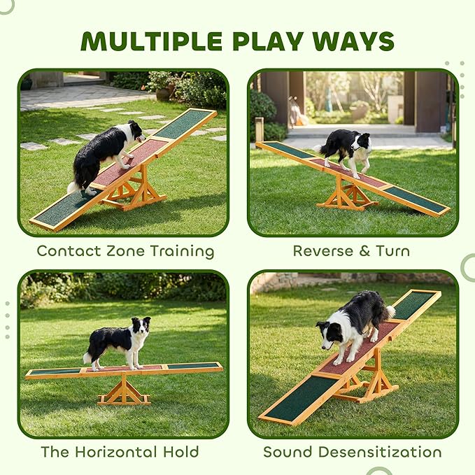 PawHut Wooden Dog Agility Seesaw - Image 5