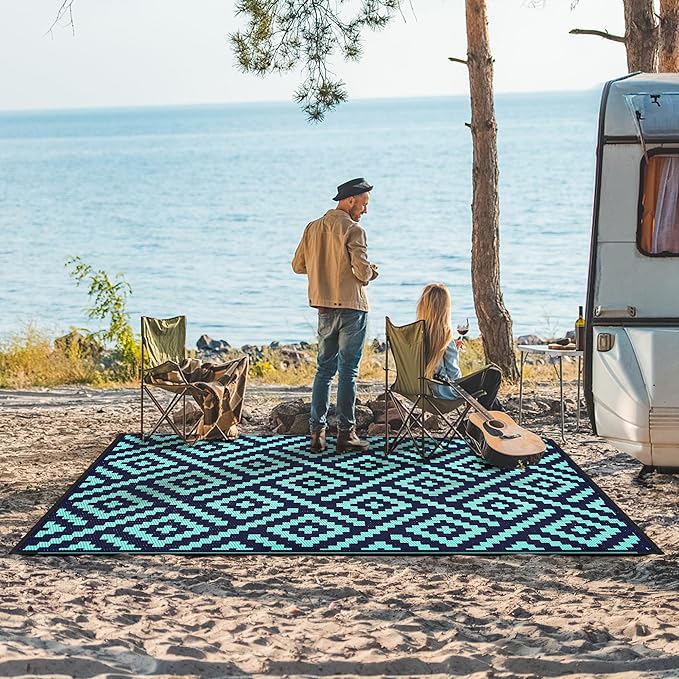 GENIMO Outdoor Rug for Patio Clearance, Reversible Plastic Straw Rugs for RV - Image 3